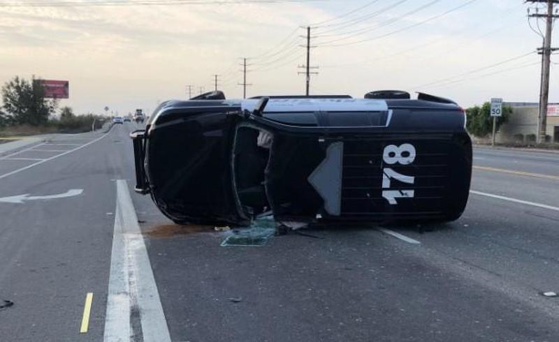 Ventura patrol car rammed and overturned by SUV in unprovoked attack